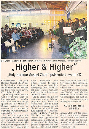 Artikel Heiligenhafener Post über die CD 2013